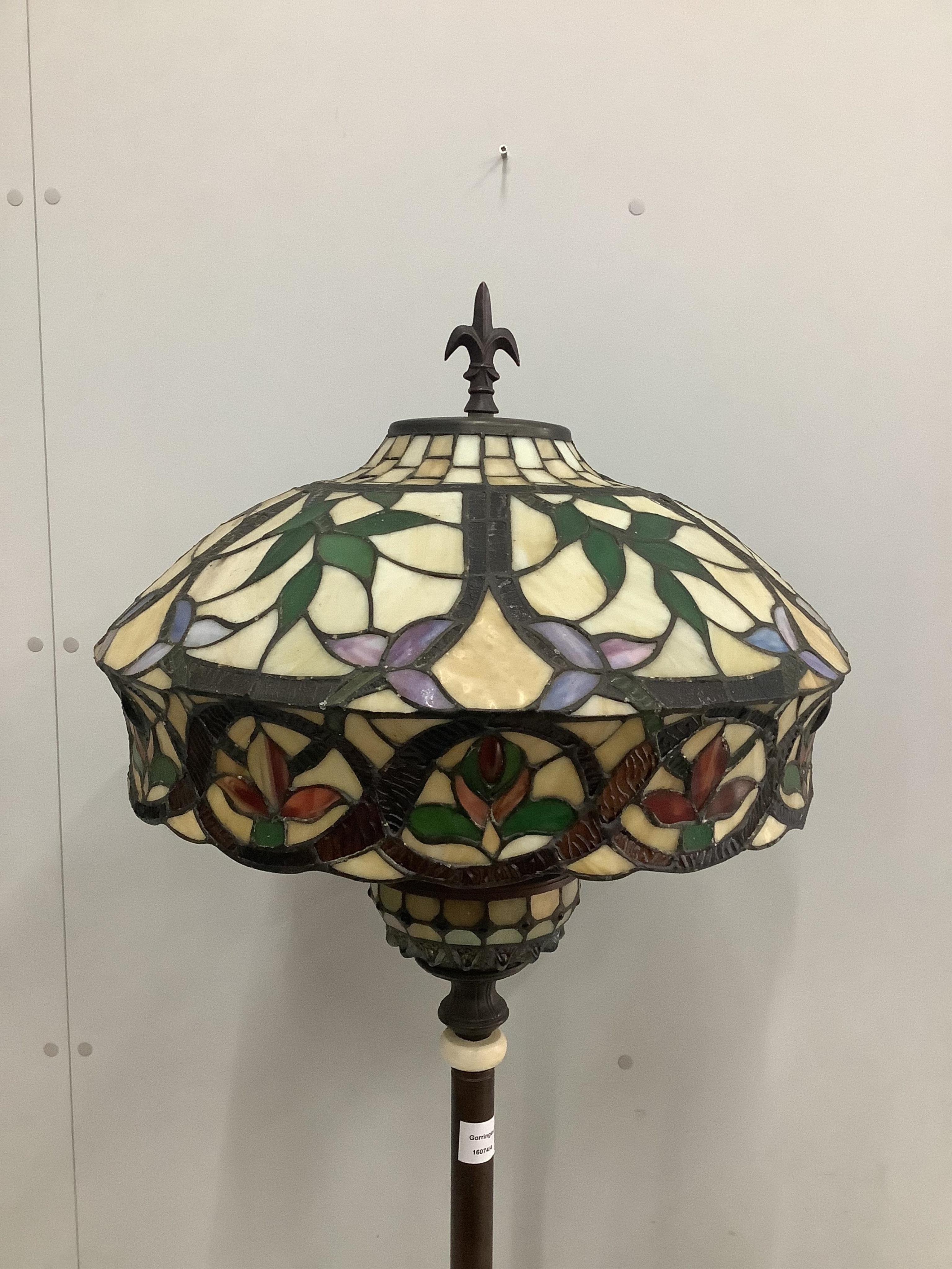 A Tiffany style leaded glass lamp standard, height 164cm. Condition - good